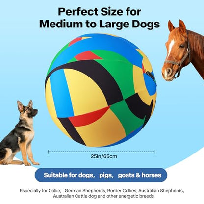 Pet Prime 25" Herding Ball for Dogs,Dog Herding Ball with Pump for Australian Shepherd,Cattle,Border Collie,Large Breed Play and Exercise,Durable Outdoor Herding Toy for Dogs and Horses