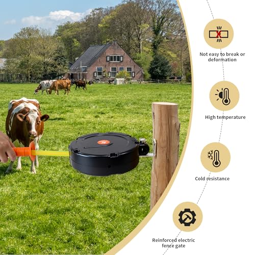 Electric Fence Gate Handle, Retractable Electric Fence Door Handle Built in 20mm Electric Fence Poly Tapes, Length 18m, Gate Connector | Retractable Electric Fence Door Handle Length 18m, Gate Connector - size: Tape Gate Handle - 18M