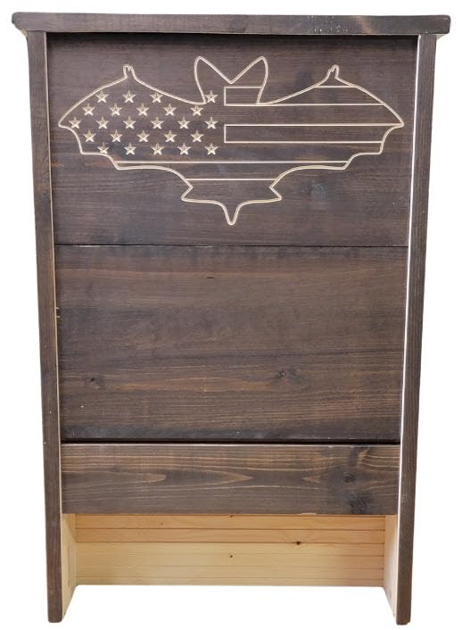 Made in USA- XL Brown Stained Pine Bat House, 3 Chamber Bat Box, Easy-to-Install Wooden Bat House Kit, Weather-Resistant Bat Houses for Outdoors, with Mounting Screws - Applewood Outdoor - style: XL 3 Chamber Brown