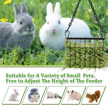 SANGLE SOPFFY Rabbit hay Feeder Small Animal Feeding Set with 350ml Water Bottle, Hay Rack for Guinea Pigs, Chinchillas - color: black-4
