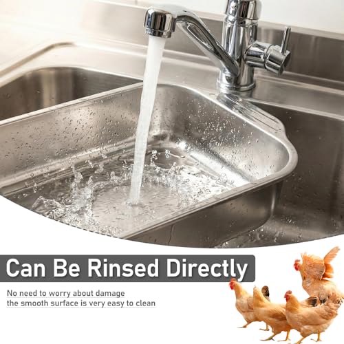 2 Pack Heavy Duty Metal Chicken Feeder Trough Water Feeder Large Capacity Feed Pan Trough Bucket with Handle for Chicken Duck Pig Deer Poultry Livestock