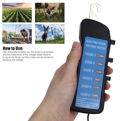 Electric Fence Tester, Electric Fence Voltage Tester Portable Testing Tool with 6pcs Light for Farm Gardening Tools