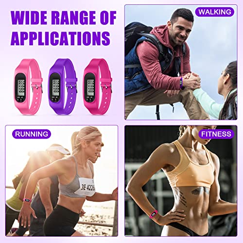 Geyoga Pedometer for Walking Steps and Miles Pedometer Watch Silicone Steps Tracker Running Bracelet Ankle Step Counter for Calorie Burning and Step Counting - color: Pastel Girly Multi