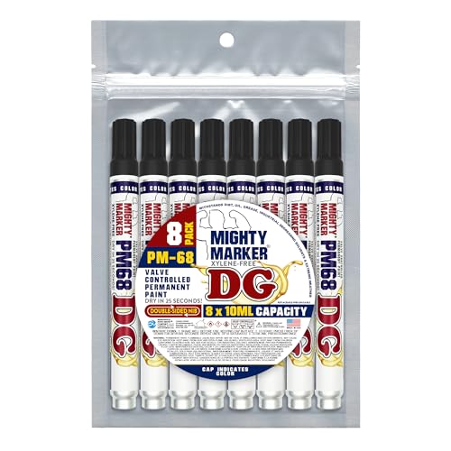 PM-68 DG Paint Markers, Heavy Duty Industrial Paint Markers, Ketone-Based, Xylene Free, Quick Dry, Degrease Resistant, Made in USA, Black 8-Pack - color: Black