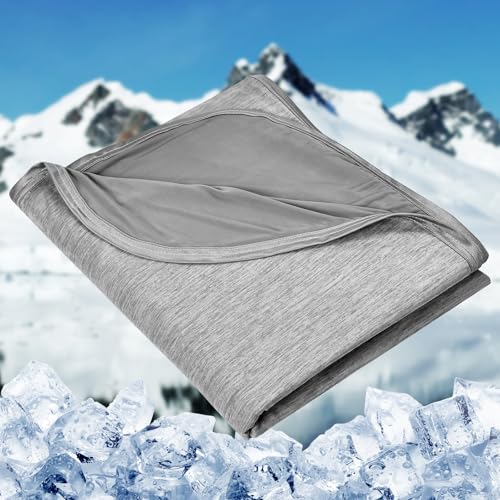HOMFINE Cooling Blanket for Hot Sleepers - Summer Blanket Thin Lightweight Breathable Soft Double Side Enhanced Cooling for Bed Couch Sofa, Keep Cool for Night Sweats (Grey, 50 x 70 inches) - color: Grey, size: Throw (50"x70")