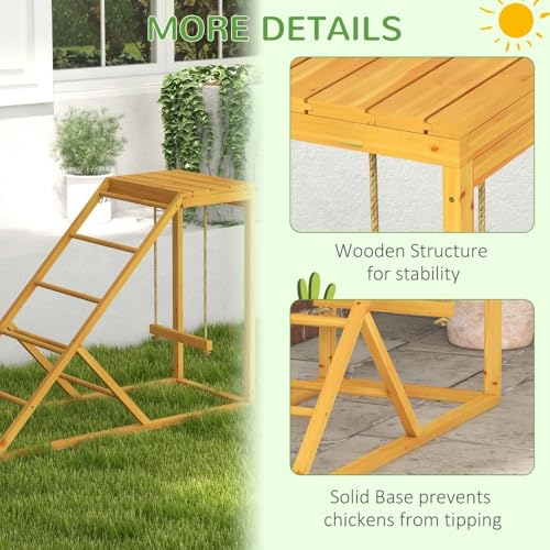 Durable Outdoor Chicken Swing Set with Natural Wood Perches and Adjustable Ladder for Enriched Poultry Activity and Behavioral Stimulation