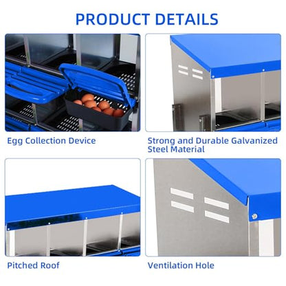 Chicken Nesting Boxes,8 Compartment Nesting Boxes for Laying Eggs,Wall Mount Poultry Roll Away Chicken Laying Boxes,Easy Egg Collection,Cleanable Pull Out Hen Roosting Boxes