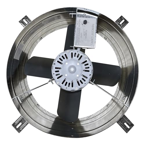 iLiving ILG8G14-12T Automatic Gable Mount Attic Ventilator Fan with Adjustable Thermostat, 2.85 Amp, 2339 CFM, Single-Speed | Automatic - style: 2339 CFM (Single Speed)