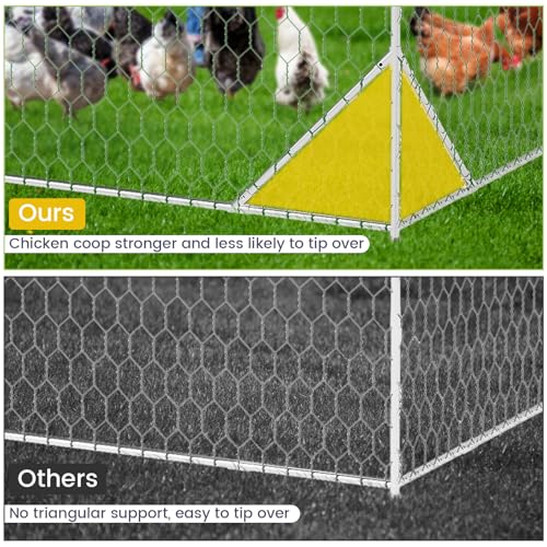 Large Metal Chicken Coop, Walk-in Poultry Cage, Large Chicken Run with Waterproof & Anti-UV Cover, Chicken Coop Run with Lockable Doors for Outdoor, 9.8 x 13.1 x 6.6FT - size: 9.8' W x 6.5' L x 13.1' H