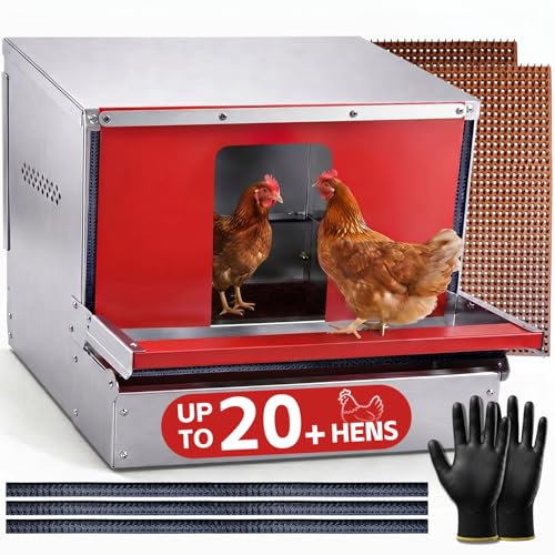 Roll Away Nesting Box with Roll Out Egg Collection, Reversible Nesting Boxes for Chickens, Metal Chicken Laying Boxes for Chicken Coop, Up to 20+ Hens, Easy Collection, Clean Eggs, Rustproof
