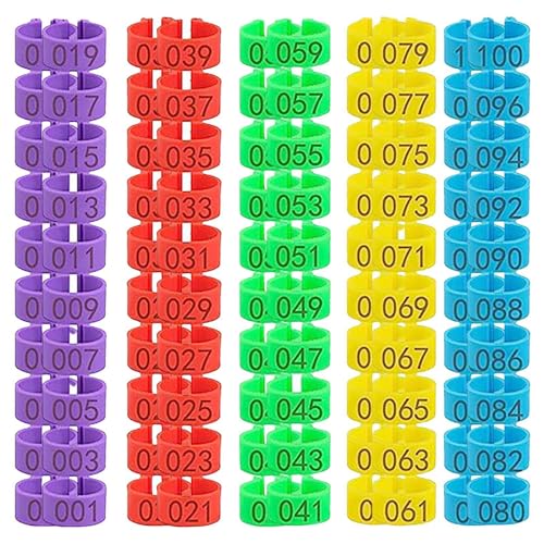 Genérico Poultry Leg Clip: Numbered Chicken Thigh ID Bands, Foot Clip Tags, Adjustable Durable Bird Marking Rings, Poultry Marking Tool - color: 100 Pcs