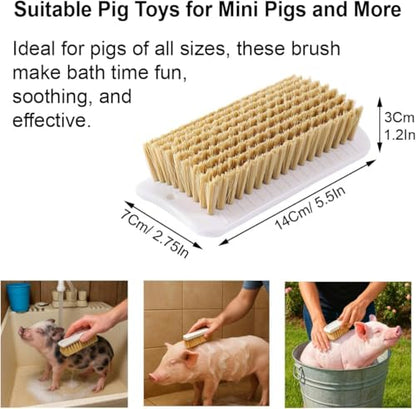 2Pcs Pet Enrichment Toy, 2-in-1 Self-Grooming and Scratch Brush for Mini Pigs, Cats & Dogs – Encourages Natural Behavior, Reduces Stress, Easy Install for Pens, Crate or Yard
