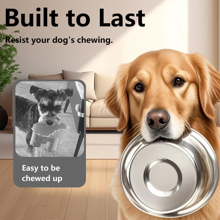 kathson 2 Pack Stainless Steel Dog Bowls, Dog Water and Food Bowl Set, Metal Puppy Bowls, Pet Dishes for Small Dogs and Cats - color: Silver, size: 4cups