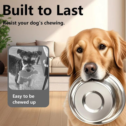 kathson 2 Pack Stainless Steel Dog Bowls, Dog Water and Food Bowl Set, Metal Puppy Bowls, Pet Dishes for Small Dogs and Cats - color: Silver, size: 4cups