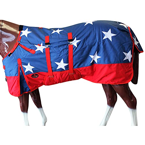 American Flag 80 in HILASON 1200D Winter Waterproof Poly Horse Turnout Blanket Belly Wrap - color: American Flag, size: 80 In