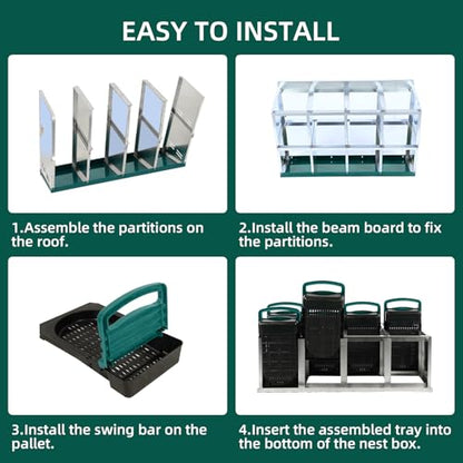 Chicken Nesting Box 8-Compartment – Roll Away Laying Boxes for Hens with Lid Cover & Egg Protection – Heavy Duty Red Poultry Nest Box