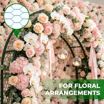 Floral Chicken Wire for Arrangements, Green Mesh Garden Netting | 15.7 x 157 in, PVC Coated, Crafts, Poultry, Garden, Rustproof, Chicken Coop, Rabbit Enclosure, Wire, Zip Ties, Pliers, Gloves - size: 15.7 x 157 inch