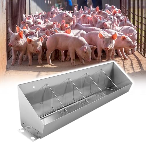 Heavy-Duty Stainless Steel Pig Feed Trough for Mini Pigs & Hogs, 5/8/10 Bit Livestock Feeder with Divider Bar, Ideal for Business or Domestic Use (1m/3.3ft),1m/3.3ft 5bit - color: 1m/3.3ft 5bit
