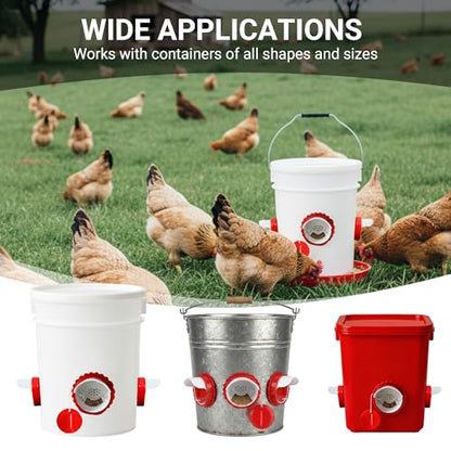 Chicken Feeder Port Kit 6 Pack, Cilkus DIY Automatic Poultry Feeder Cups for Buckets & Bins, No Waste Gravity Feed Chicken Feeder Ports with Covers for Hens, Ducks and Poultry (6-Pack) - size: 6-Pack