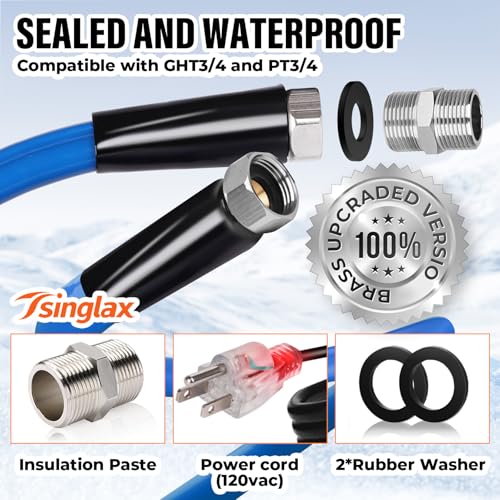 100FT Heated Water Hose for Rv,-45 ℉ Antifreeze Heated Drinking Garden Water Hose,Lead-Free & BPA-Free, Rv Freshwater Hoses with Fittings, Rv Accessories - size: 100FT