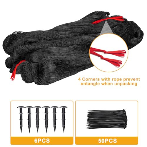 BSTPCOO Bird Net 25'x25' with 2.4" Square Mesh Bird Netting for Chicken Coop Roof, Poultry Netting Heavy Duty Nylon for Garden, Chicken Netting Fruit Tree Netting, Hawk Netting for Chicken Run - size: 2.4"-25' X 25'