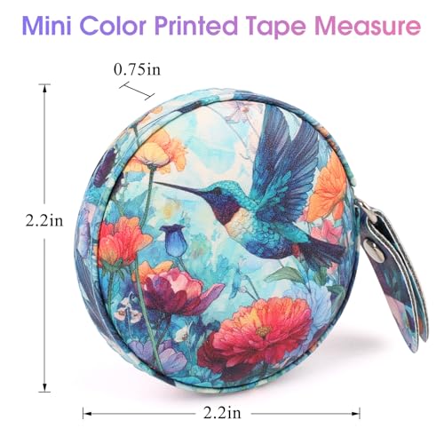 Retractable Mini Tape Measure, Auto-Retract, Premium Leather Tape Measure, Dual-Sided Ruler, Ideal for Fabric Cutting, Body Measurements, and Handicrafts (Hummingbird) - color: Hummingbird