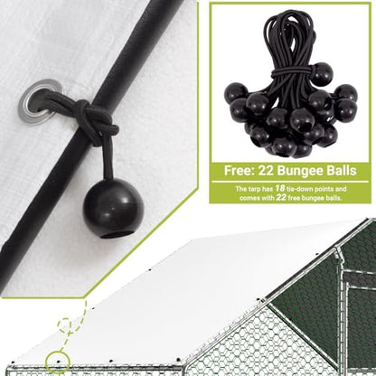Sturdy Walk-in Chicken Run with Galvanized Steel Frame and PVC-Coated Hexagonal Wire Mesh for Outdoor Poultry Enclosure (White + PE Rattan+Iron+Waterproof Fabric) - color: White + PE Rattan+Iron+Waterproof Fabric