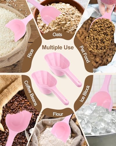Dog-Cat Food-Scoop Measuring-Cup,1 Cup Capacity Versatile Plastic Pet Food Scoop with Measuring Lines 1 Cup and 1/2 Cup for Precise Portion Control (2, Pink) - color: Pink