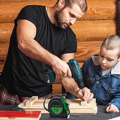 Xinnun 20 Pieces Tape Measures Bulk 12 FT Green Retractable Measuring Tapes Small Easy Read Measurement with Pause Buttons for Adults Engineer Contractors Decorator, Standard Inches and Metric