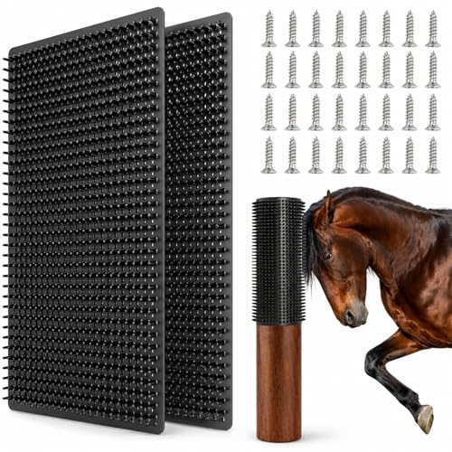 Middle Livestock Scratching Brush Horse Scratching Post Pad, Horse Cow Scratching Post for Grooming, 21.65" x19.68" Horse Scratcher Brush for Cattle Horse Cow Dogs Pigs - size: M