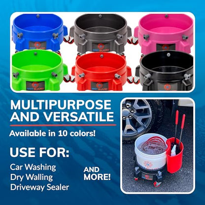 Grit Guard Bucket Dolly with Wheels - Rolling Detailing Wash Bucket with 5 Wheels and 2 Locking Casters Compatible with 2.5, 4, 5 and 6 Gallon Buckets (Green, 3" Grey Casters) - Made in the USA - color: Green, size: 3" Grey Casters