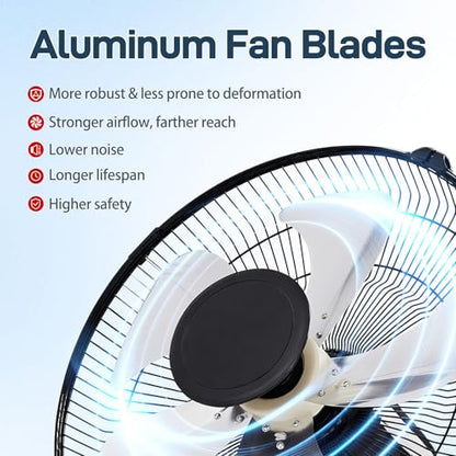 Winado 16 inch Oscillating Wall Mount Fan, Quiet 3-Speed Indoor Fan with 60° Adjustable Tilt, Pull-Chain Easy to Control, Space-Saving Cooling for Home, Office, Greenhouse