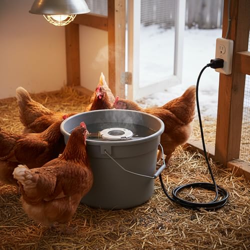 Farm Innovators Chicken Waterer De-Icer for Nipple Drinker Chicken Water Buckets - 150W Water Deicer with Thermostatically Controlled Heating