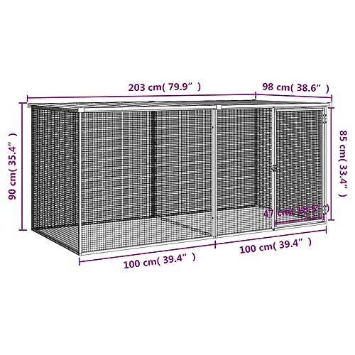 Galvanized Steel Chicken Cage with Roof 79.9"x38.6"x35.4" Outdoor Indoor Coop Hutch for Hens Rabbits Ducks Small Animals Light Gray Enclosure - color: Light gray