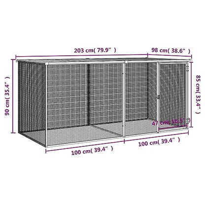 Galvanized Steel Chicken Cage with Roof 79.9"x38.6"x35.4" Outdoor Indoor Coop Hutch for Hens Rabbits Ducks Small Animals Light Gray Enclosure - color: Light gray