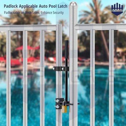 Pool Gate Latch, Auto Pool Gate Safety Latch for Chain Link Fence, Push Style Pool Gate Lock Chain Link Fence Gate Latch for Metal Gates, Outdoor Pool Safety (1-3/8"x1-7/8") - size: 1-3/8"x1-7/8"