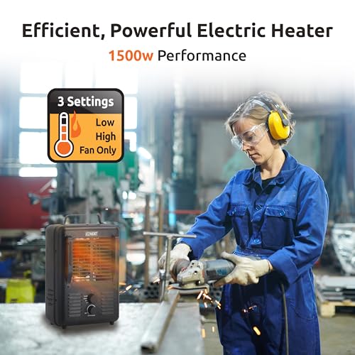 EZ-HEAT 1,500-Watt Portable Milkhouse Style Utility Space Heater with Adjustable Thermostat, Overheat Protection, and Safety Tip-Over Switch, Matte Black, MTFH-01C-MB - color: Matte Black