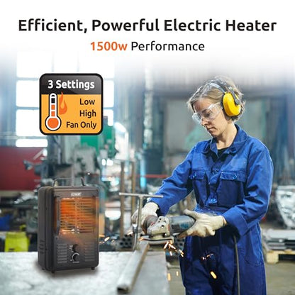EZ-HEAT 1,500-Watt Portable Milkhouse Style Utility Space Heater with Adjustable Thermostat, Overheat Protection, and Safety Tip-Over Switch, Matte Black, MTFH-01C-MB - color: Matte Black