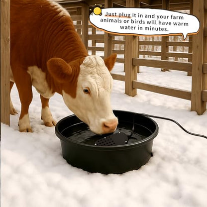 Sadnyy Heated Water Bowl 1 Gallon 3.8 L 250W Thermostatic Anti Freeze Water Pan, UL Certified Pet Heater for Outdoor Horses Dogs Cats Chickens Poultry Winter Use