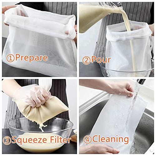 3-Pack Nut Milk Bags - Reusable Nylon Food Strainers, Multi-use Yogurt & Coffee Filters (8"x12") - size: 8"x12"
