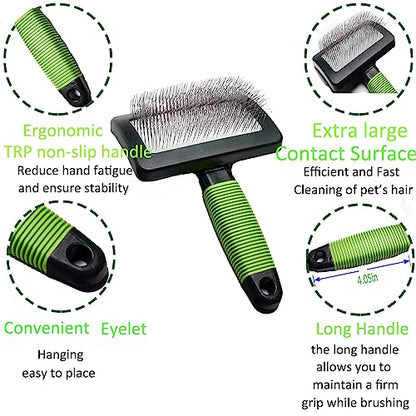 Dog Slicker Brush - Large Grooming Brushes for Dogs and Cats - Professional Groomer Supplies for Long Hair Pet - Slicker Brush For Goldendoodles-Easy To Use - Comfortable - Removes Long and Loose Hair - size: Green