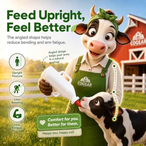 Screw Nipple Calf Feeding Device, Calf Feeding Bottle with Rubber Nipple & Cap, Handle Milk Pot Calfs Feeding Supplies (2L-Upgrade) - color: 2L-upgrade