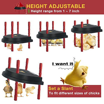 Chick Brooder Heating Plate with Comfort Feathers, Chicken Coop Warmer Pad Adjustable Height Poultry Incubator Heater Plate, Warms Up to 15 Chicks - 13 Watts (10" x 10")