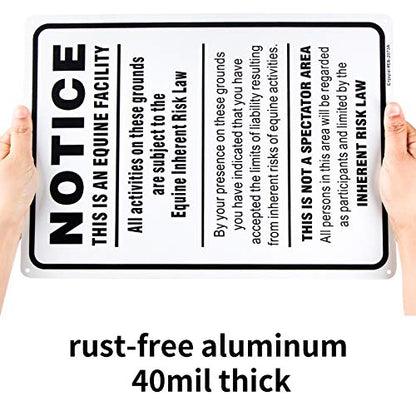 Equine Liability Sign, Statute Horse Barn Stable Farm Sign,- 10"x 14" - .040 Rust Free Aluminum – Reflective, UV Protected and Weatherproof - size: 14'' x 10''