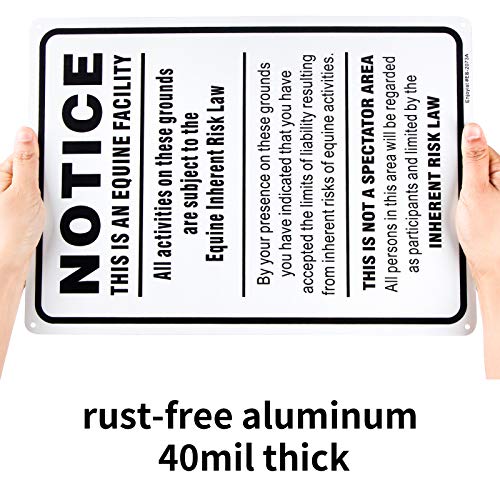 Equine Liability Sign, Statute Horse Barn Stable Farm Sign,- 10"x 14" - .040 Rust Free Aluminum – Reflective, UV Protected and Weatherproof (Pack of 2) - size: 14'' x 10'' (Pack of 2)