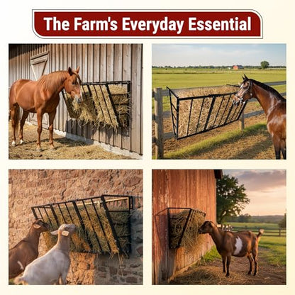 FEBTECH 36 Gallon Hay Feeder Wall Mount with Rust-Resistant Powder Coated | Heavy-Duty Steel Horse Hay Feeders, Hay Rack For Horses, Goat & Sheep, Provides Barn & Farm Feeding Solutions For Horse - size: 36 Gallon - Horse