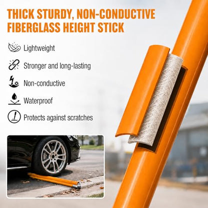 Measuring Stick,15FT Height Stick for Trucks with Telescoping Pole,Sturdy Non-Conductive Fiberglass Load Height Stick for Oversized Cargo,Accurate 90°Arm Lock,with Carrying Bag - size: 15ft