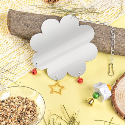 Chicken Mirror Toy for Coop Hens Chicks Hanging Accessories with Bell
