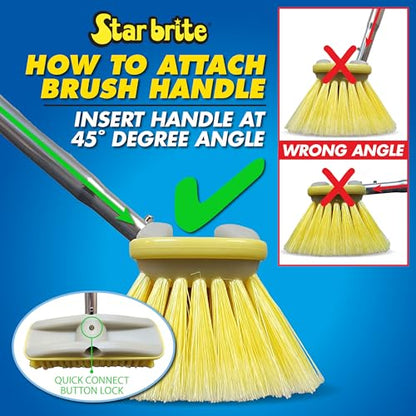 STAR BRITE Premium Stiff Bristle 8" Brush Head W/Bumper - Dual Connections Fit Either Standard 3/4" Threaded Poles or Extend-A-Brush Handles (Coarse) (White) (040163) - color: White, size: Deluxe 8" Brush