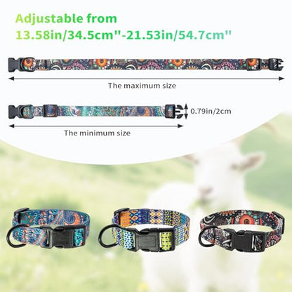 Goat Collar, 3 Pack Goat Collars with Metal Bell, Polyester Adjustable Collar with Bronze Metal Bell for Sheep, Cow, Dog and Other Small Farm Animals
